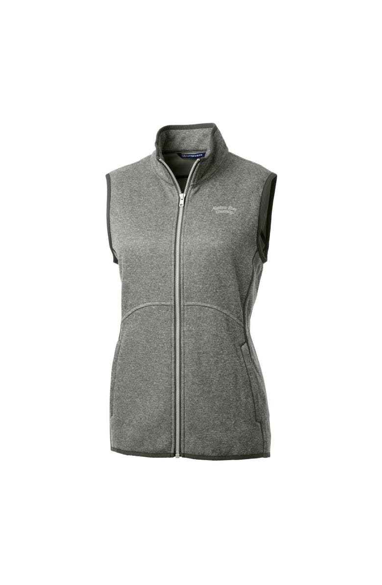 Cutter & Buck Women's Cutter & Buck  Heather Gray Montana State Bobcats Mainsail Sweater-Knit Full-Zip Vest, Alternate, color, 