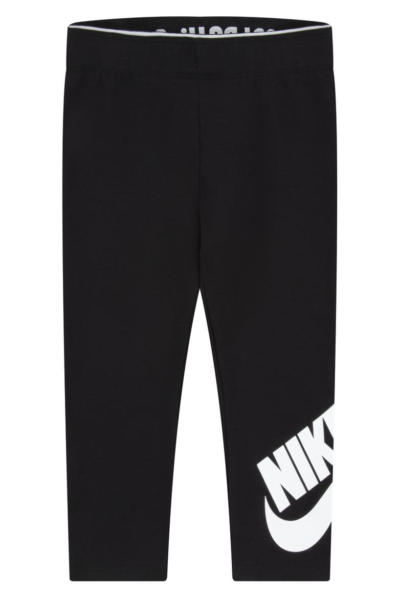 Kids' Swoosh Logo Leggings, Alternate, color, BLACK