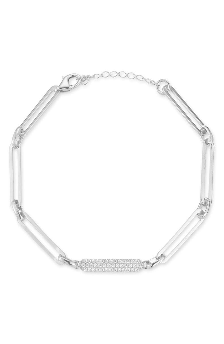 GLAZE JEWELRY Pavé Cubic Zirconia Link Bracelet, Main, color, Silver