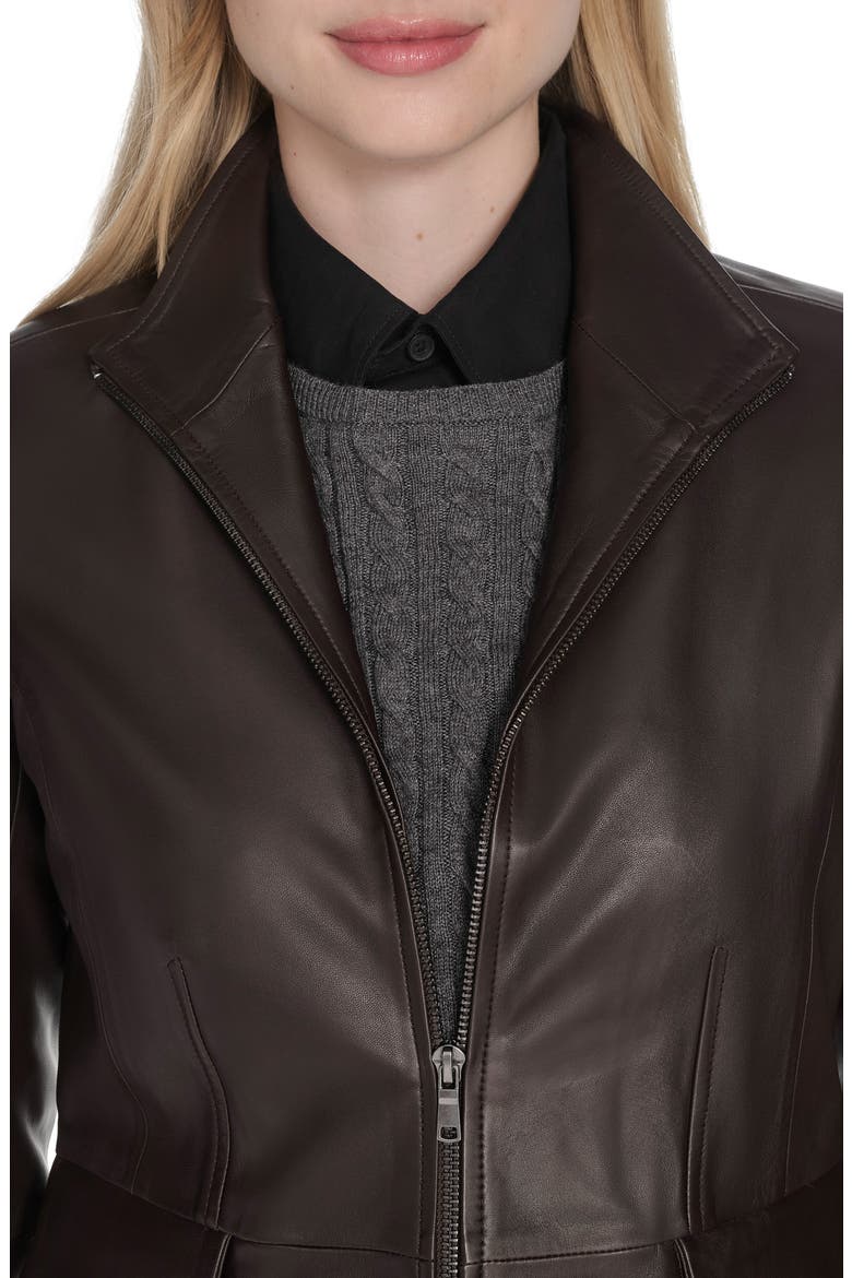 Wing Collar Leather Jacket, Alternate, color, DK ESPRESS