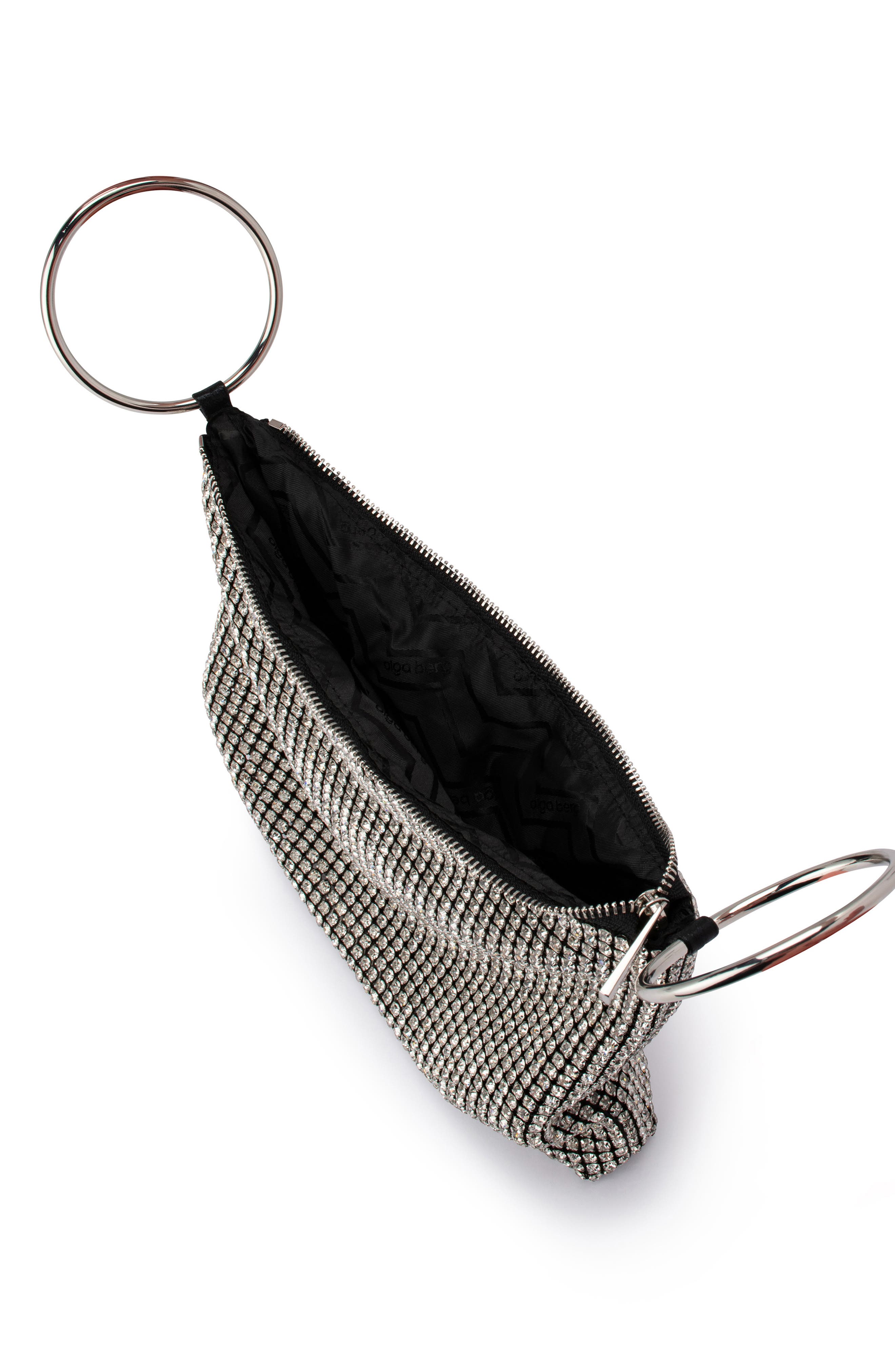 Olga Berg Margot Crystal Convertible Shoulder Bag, Alternate, color, Black