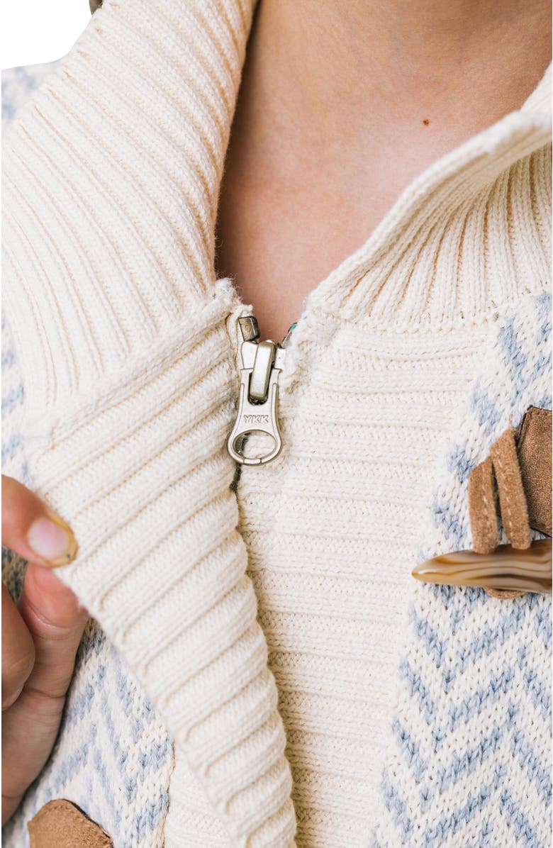 Hope & Henry Girls' Organic Toggle Sweater with Zipper, Kids, Alternate, color, Gray Herringbone