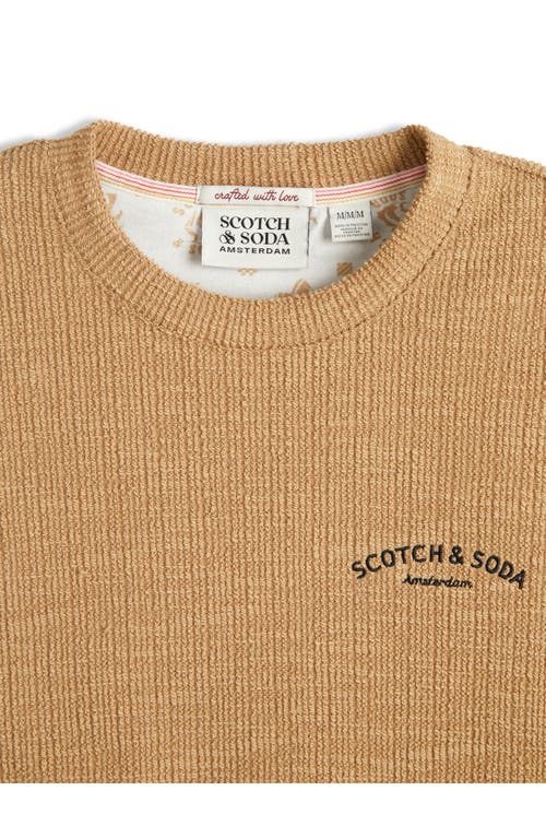 Scotch & Soda Textured Slub Knit T-shirt In Brown