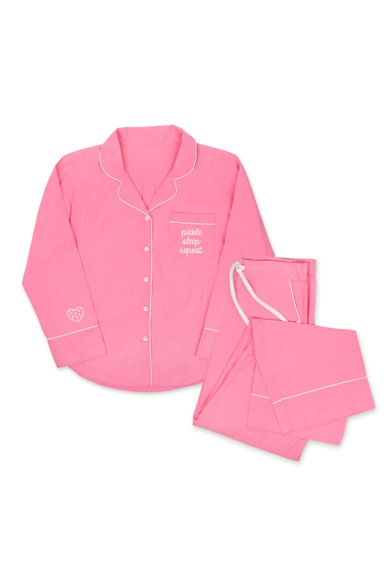Long Pajama Set, Main, color, Pink Pickle Sleep Repeat