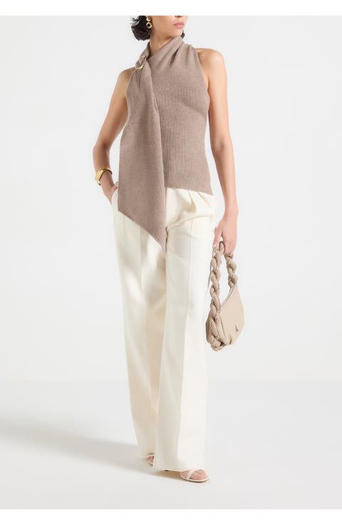 Elodie Knitted Draped Halterneck Top