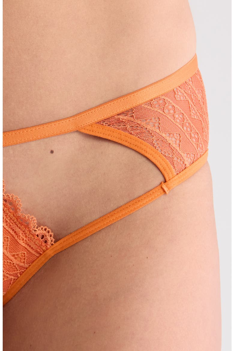 Playing Koi Cutout Lace Thong, Alternate, color, ORANGE