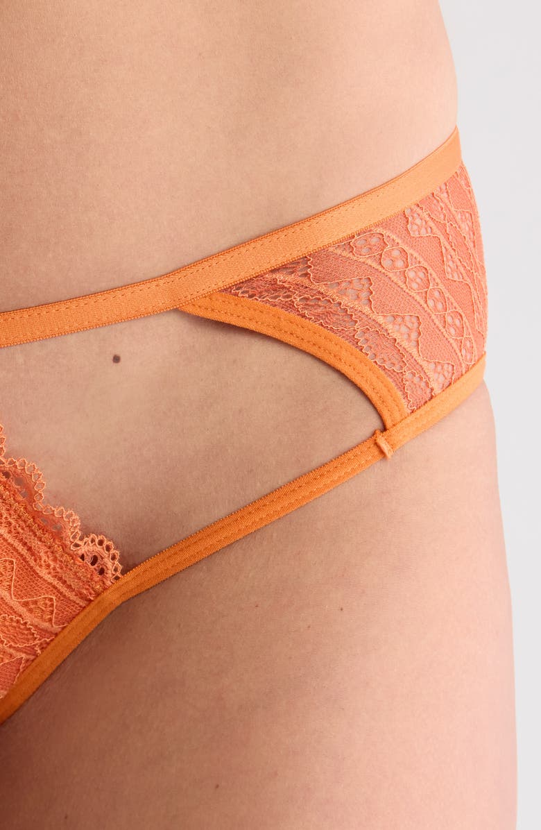 Hauty Playing Koi Cutout Lace Thong, Alternate, color, Orange