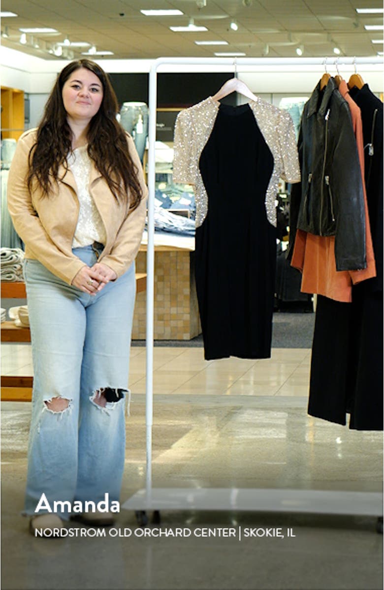 Caviar Embellished Sleeve Body-Con Cocktail Dress, sales video thumbnail