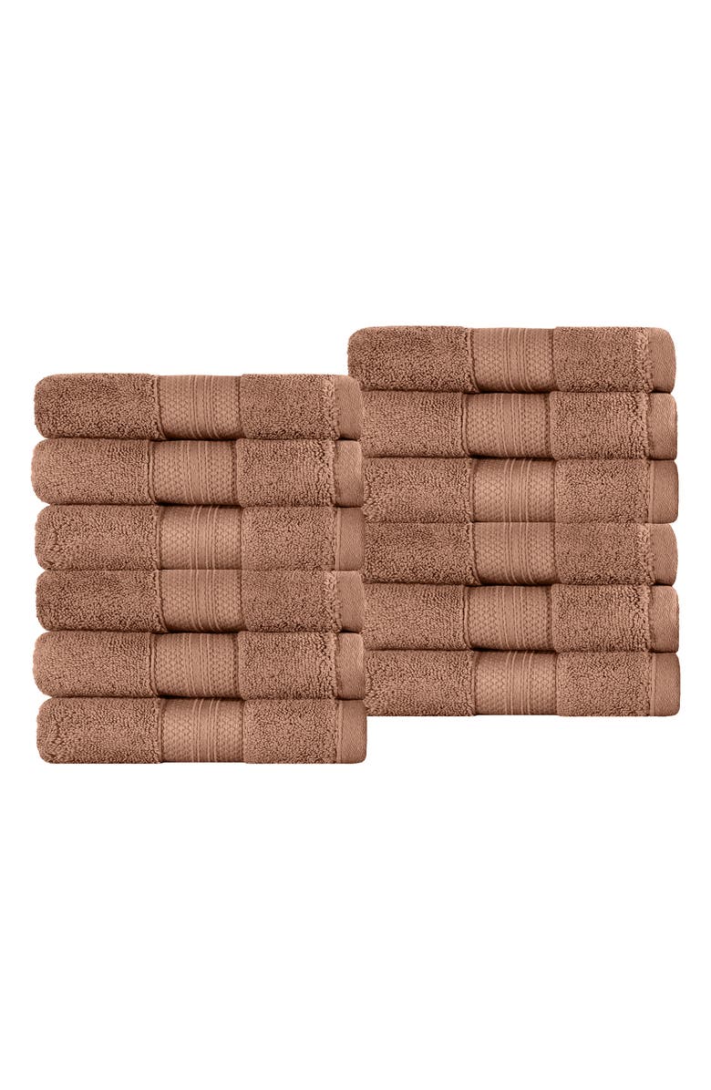 Superior Aria 12-Piece Turkish Cotton Washcloths, Main, color, Taupe