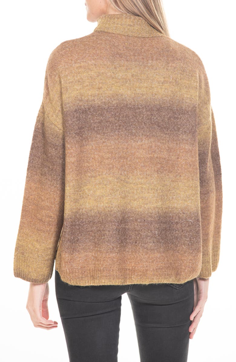 RAIN AND ROSE Ombre Stripe Turtleneck Pullover Sweater, Alternate, color,