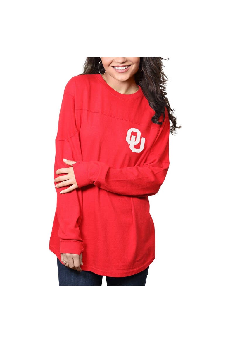 Women's Pressbox Crimson Oklahoma Sooners The Big Shirt Oversized Long Sleeve T-Shirt, Alternate, color, Crimson
