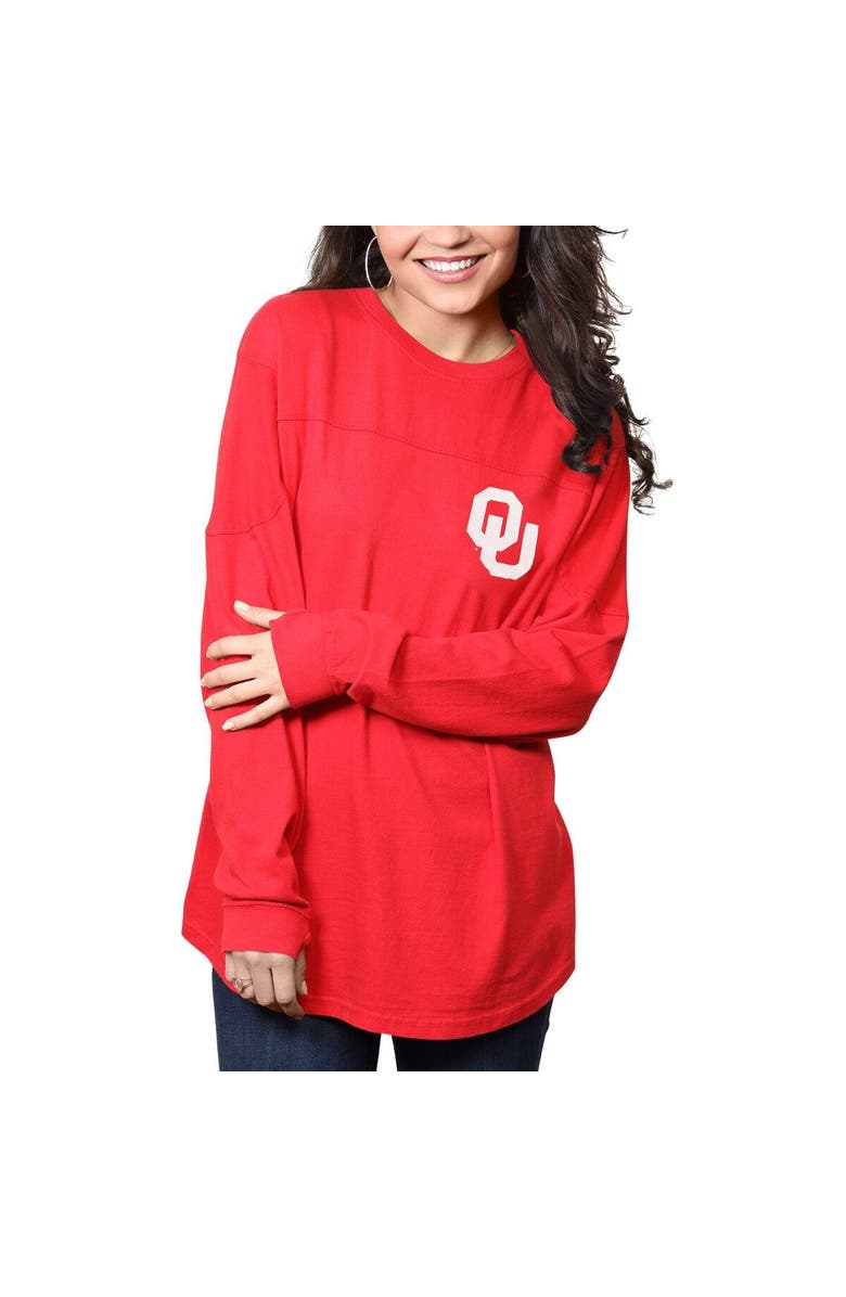 PRESSBOX Women's Pressbox Crimson Oklahoma Sooners The Big Shirt Oversized Long Sleeve T-Shirt, Alternate, color, Crimson