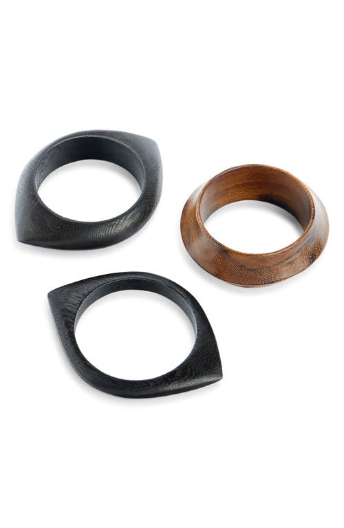 Isabel Marant Set Of 3 Wood Eye Bangle Bracelets In Black
