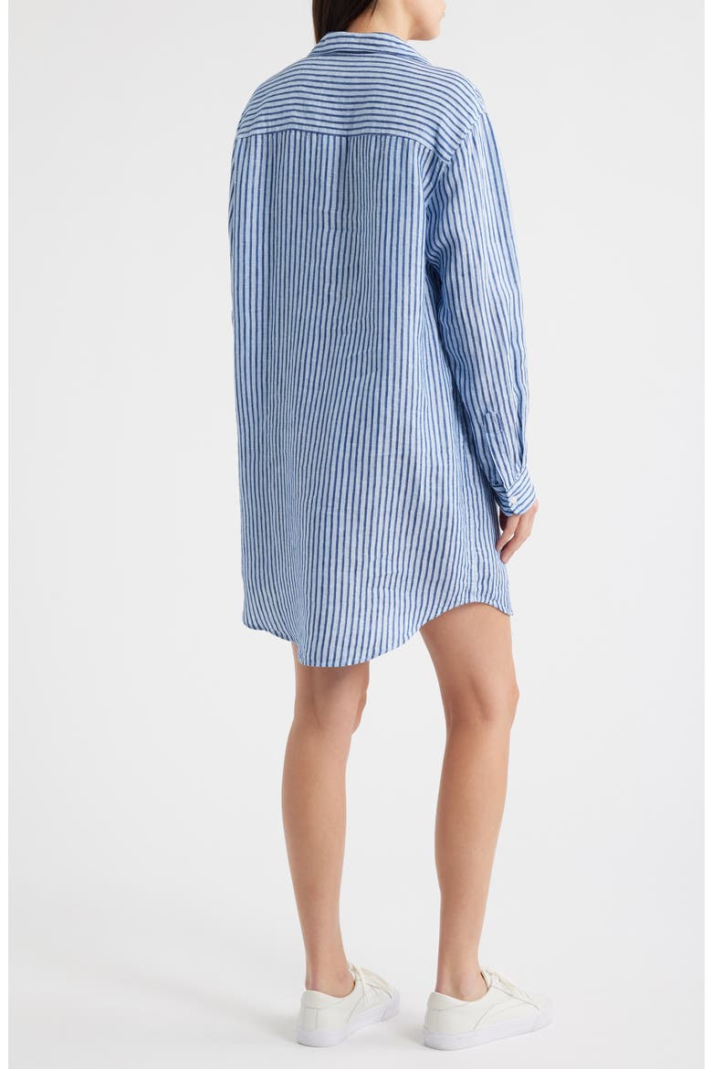 Mary Classic Long Sleeve Shirtdress, Alternate, color, BLUE NAVY TEXTURED STRIPE