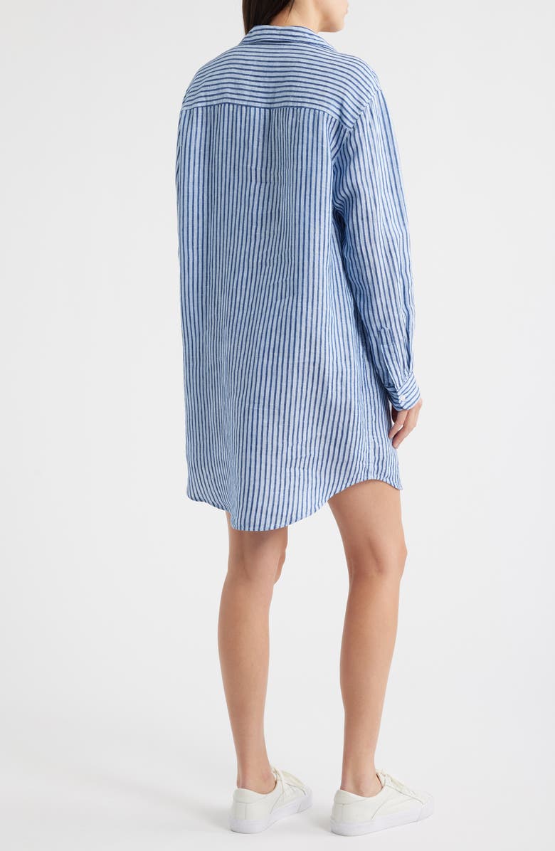Frank & Eileen Mary Classic Long Sleeve Shirtdress, Alternate, color, Blue Navy Textured Stripe
