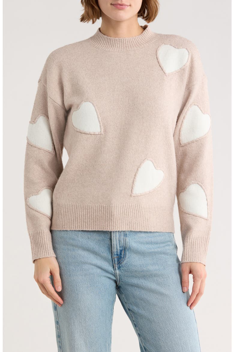 Love Heart Sweater, Main, color, TAPIOCA HEATHER/ EGRET