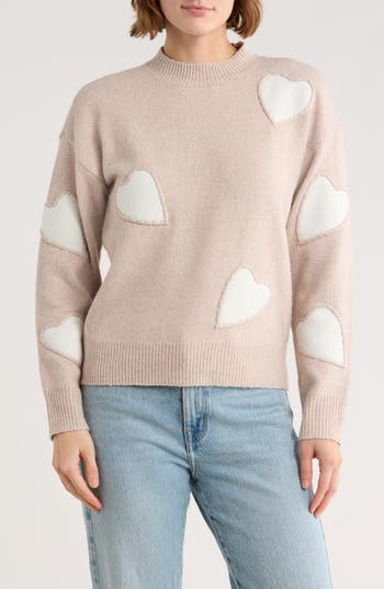 Love By Design Love Heart Sweater In Neutral