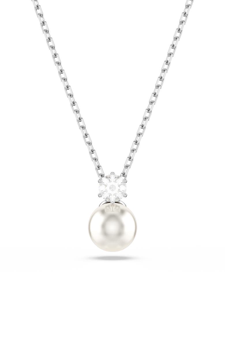 Swarovski Matrix Faux Pearl & Crystal Pendant Necklace, Main, color, 