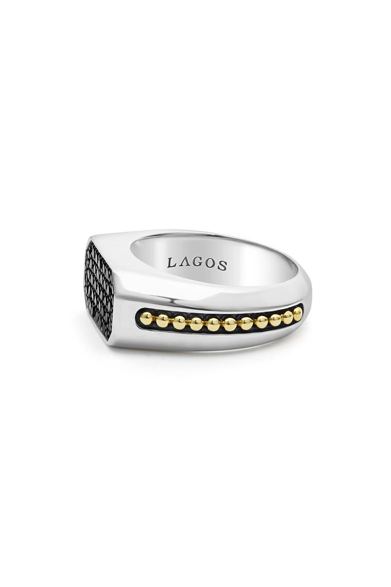 Men's Anthem Black Diamond Pavé Signet Ring, Alternate, color, BLACK