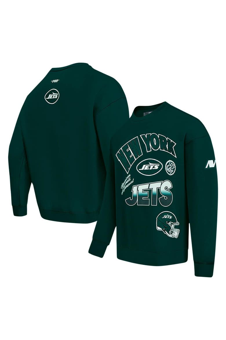 Men's Pro Standard Green New York Jets Turn It Up Drop Shoulder Pullover Sweatshirt, Main, color, Green