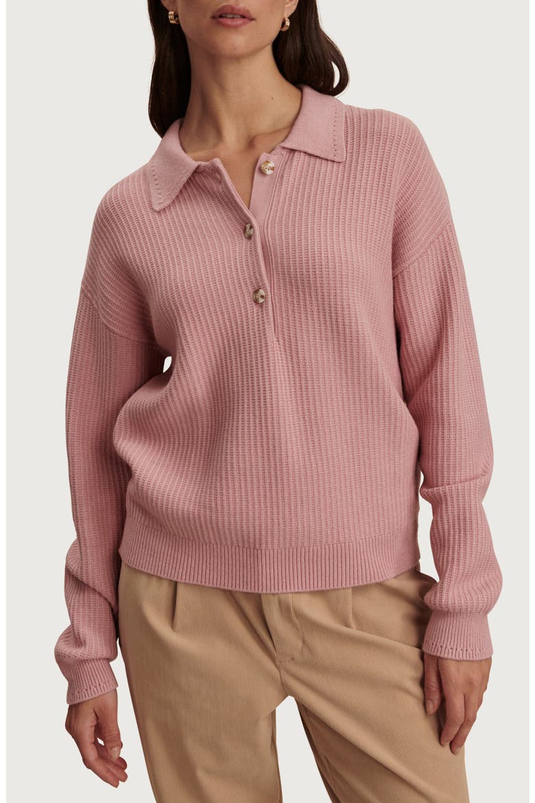 Marlie Half Placket Knit Polo Sweater, Main, color, ZEPHYR MAUVE