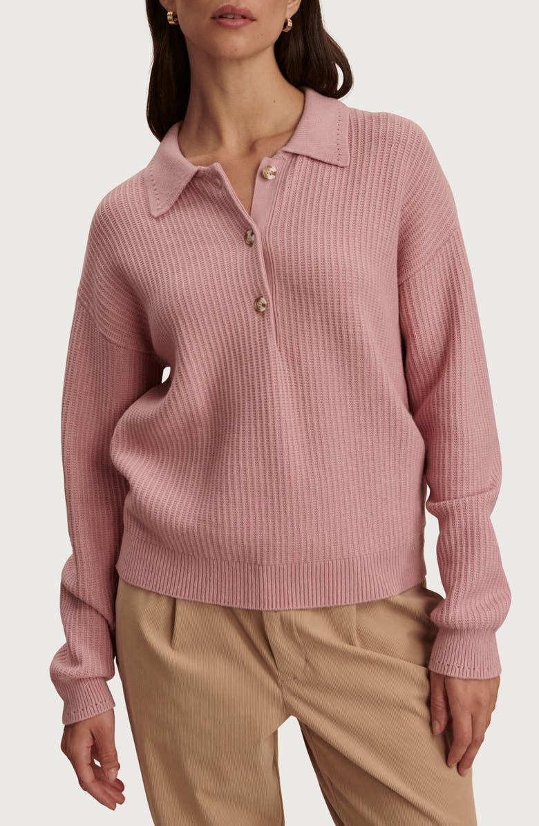 Varley Marlie Half Placket Knit Polo Sweater, Main, color, Zephyr Mauve