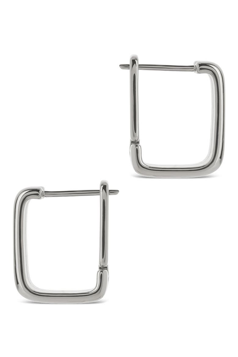 Arianna Ribbed Square Hoop Earrings, Alternate, color, SILVER