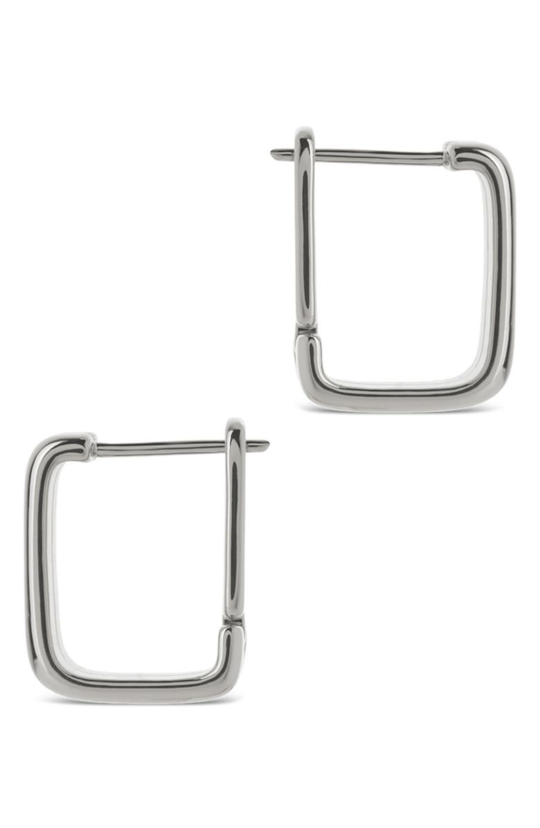 Sterling Forever Arianna Ribbed Square Hoop Earrings, Alternate, color, Silver