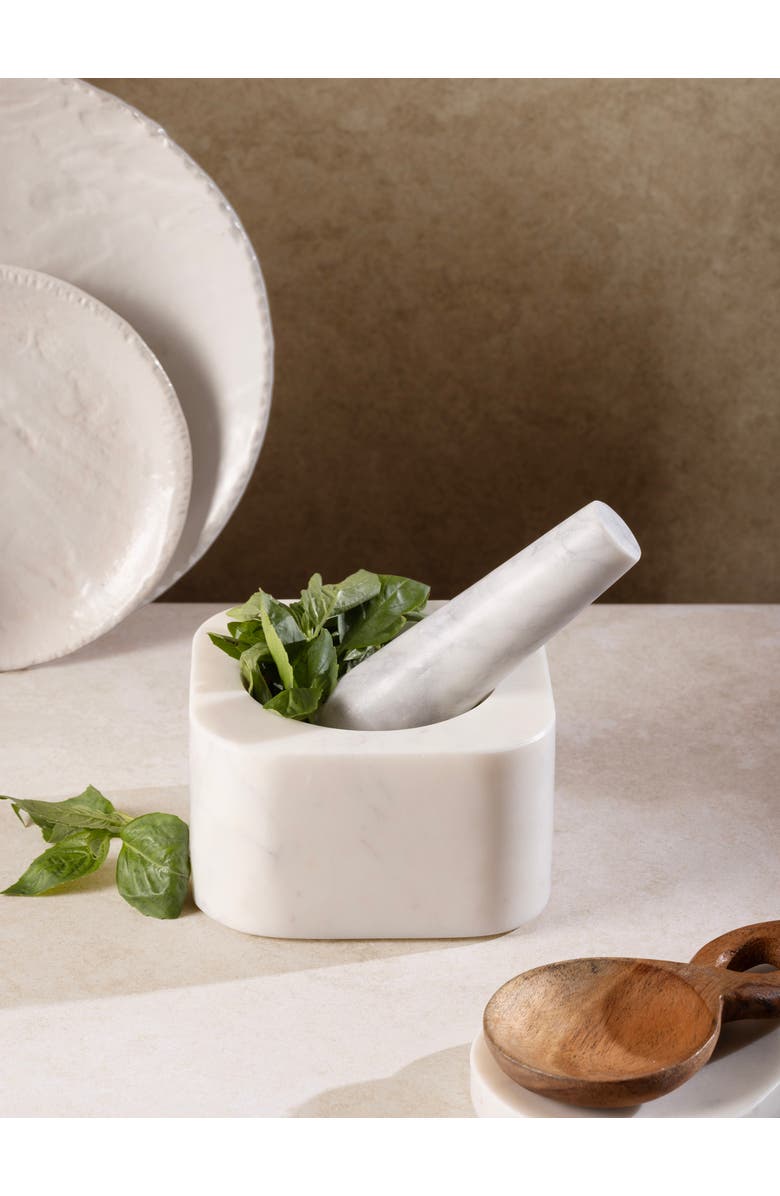 GAURI KOHLI Noble Marble Mortar and Pestle, Alternate, color, Ivory White