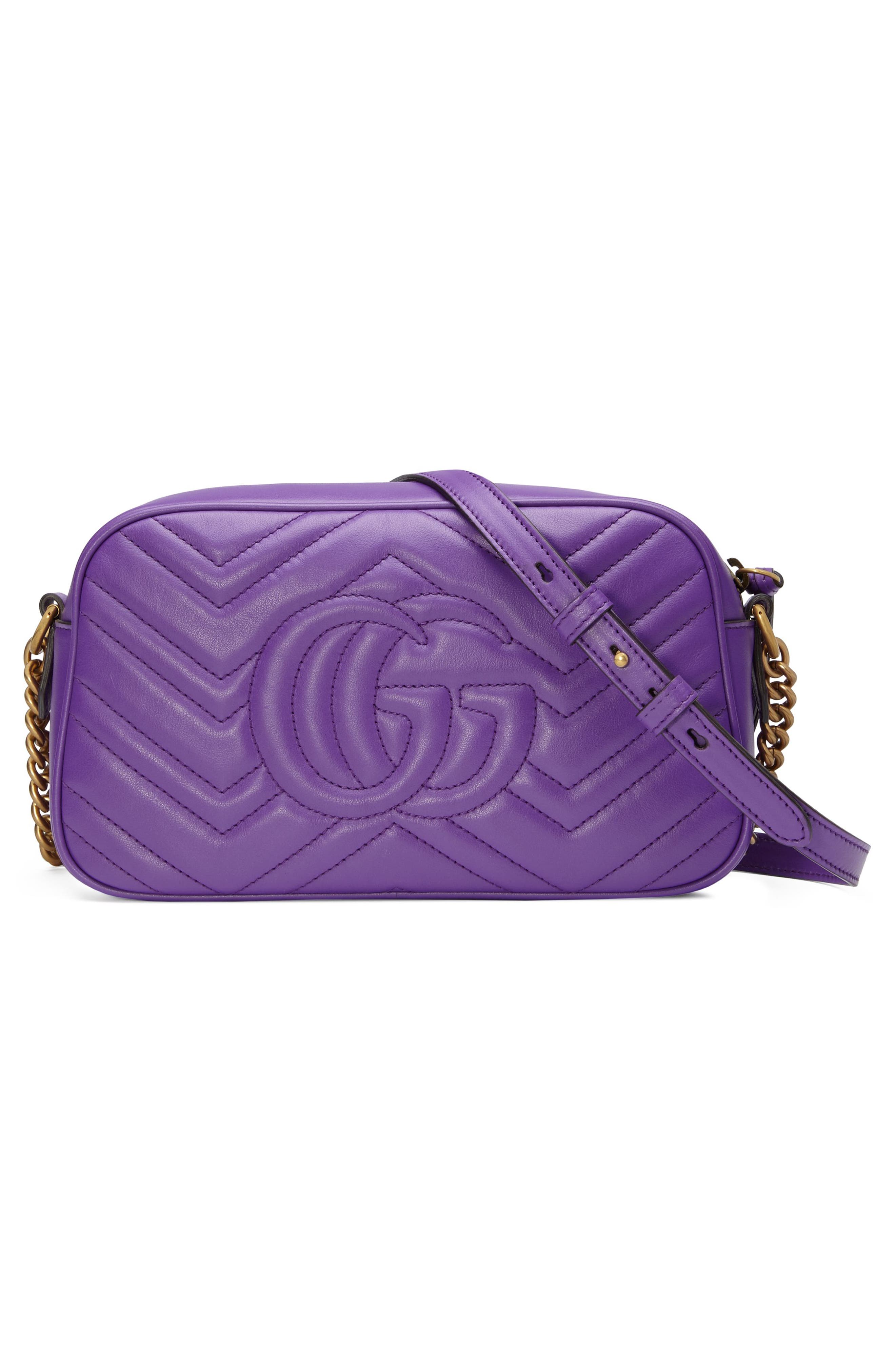 Small GG 2.0 Matelassé Leather Camera Bag, Alternate, color, PURPLE/ PURPLE