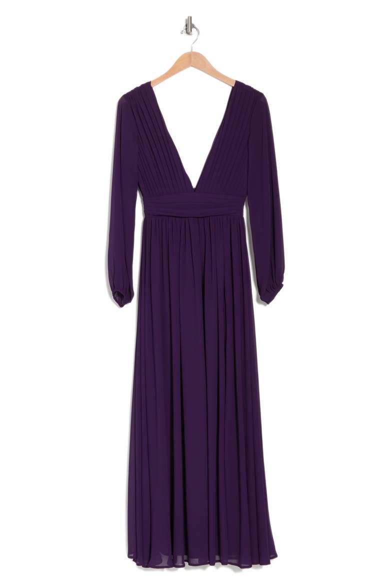 Iris Plunge Neck Long Sleeve Maxi Dress, Alternate, color, BLACKBERRY CORDIAL