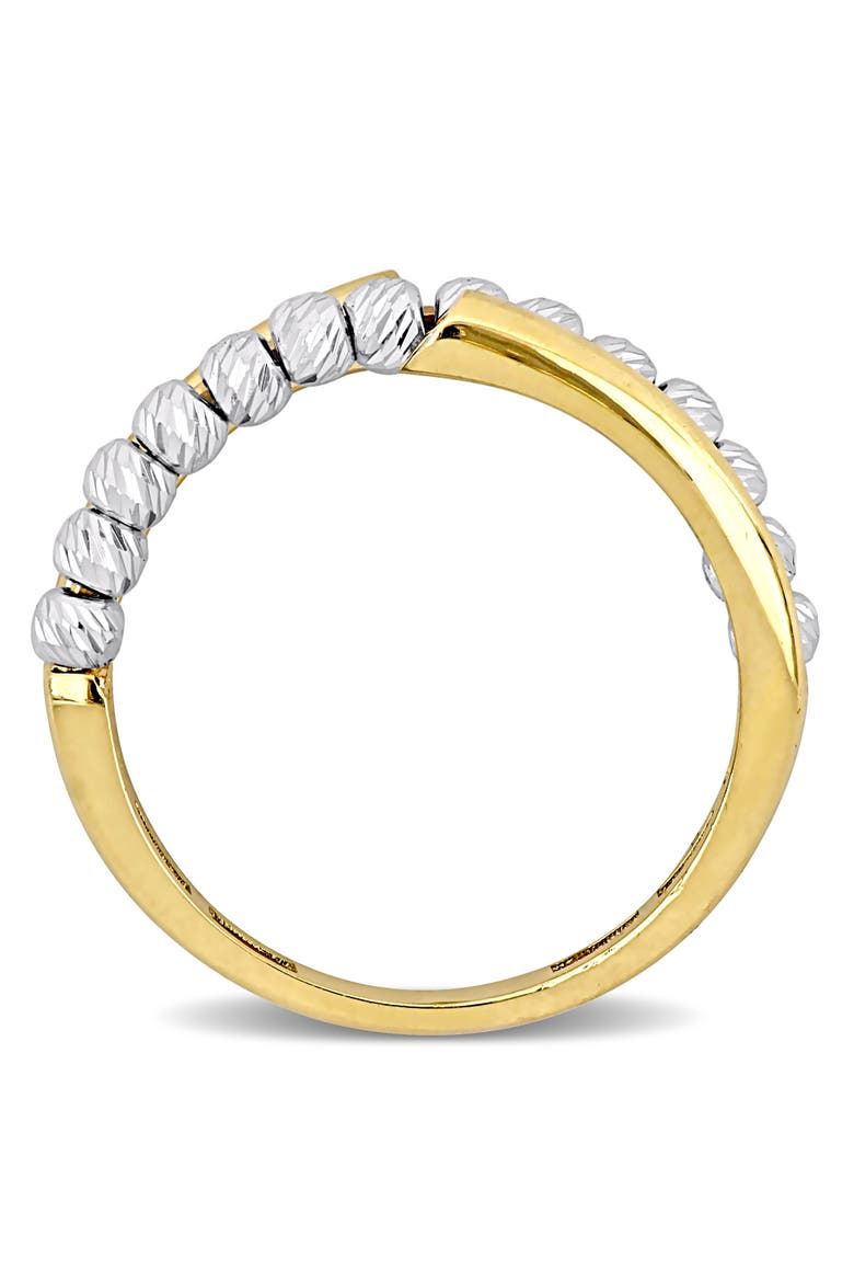 White Beaded Fusion Crossover Ring 14k, Alternate, color, 14k Gold