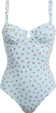 Solid & Striped Verona Embroidered Seersucker One-Piece Swimsuit