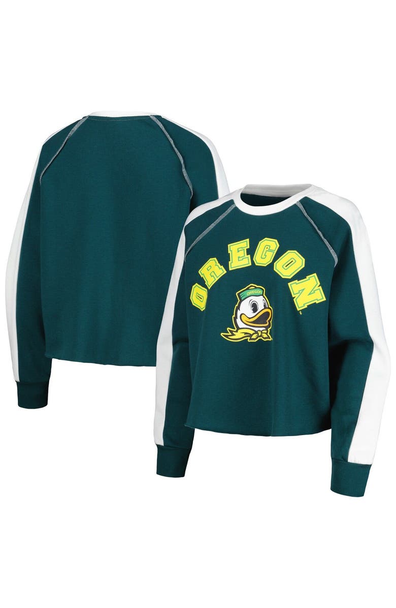 GAMEDAY COUTURE Women's Gameday Couture Green Oregon Ducks Blindside Raglan Cropped Pullover Sweatshirt, Main, color, 