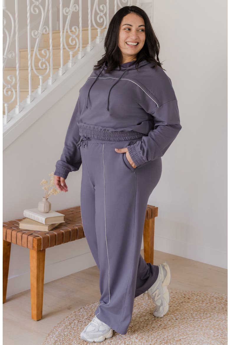 Mila Crop Maternity/Nursing Hoodie, Alternate, color, GRANITE