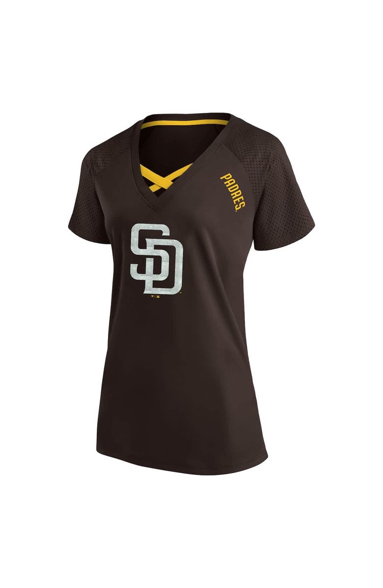 PROFILE Women's Profile  Brown San Diego Padres Plus Size Glitter Raglan V-Neck T-Shirt, Alternate, color, 