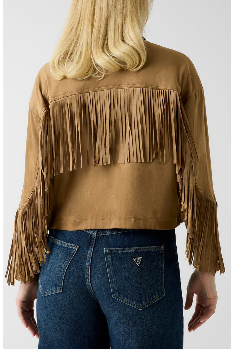 Ibby Faux Suede Fringe Jacket, Alternate, color, BROWN