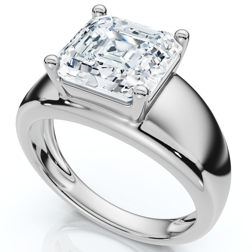 Bliss Diamond Certified 3ct Asscher Cut Solitaire Cigar Band 14k Gold Or Platinum Lab Grown In Silver