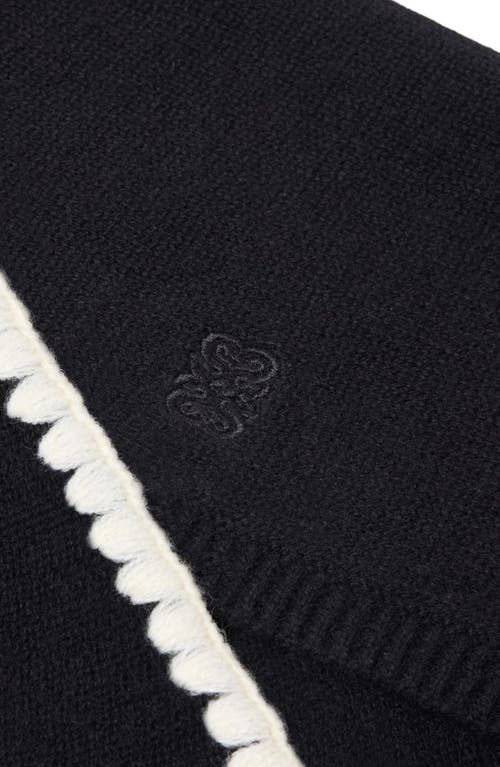 Sandro Ribbed Wool Scarf In Black