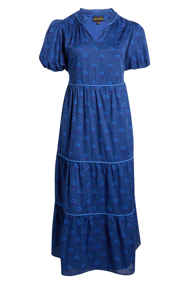 Briza Medallion Renley Tiered Maxi Dress, Alternate, color, TEAL-BLUE