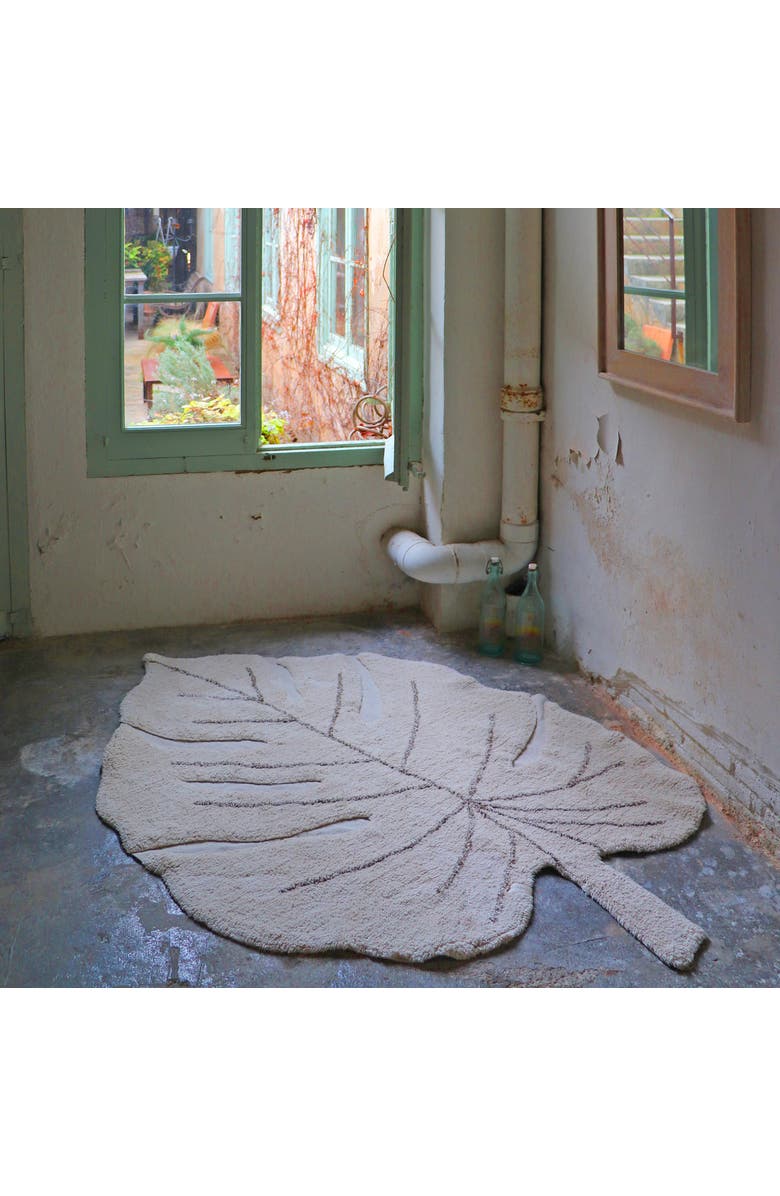 Lorena Canals Washable Rug Monstera, Alternate, color, Natural, Soil Brown