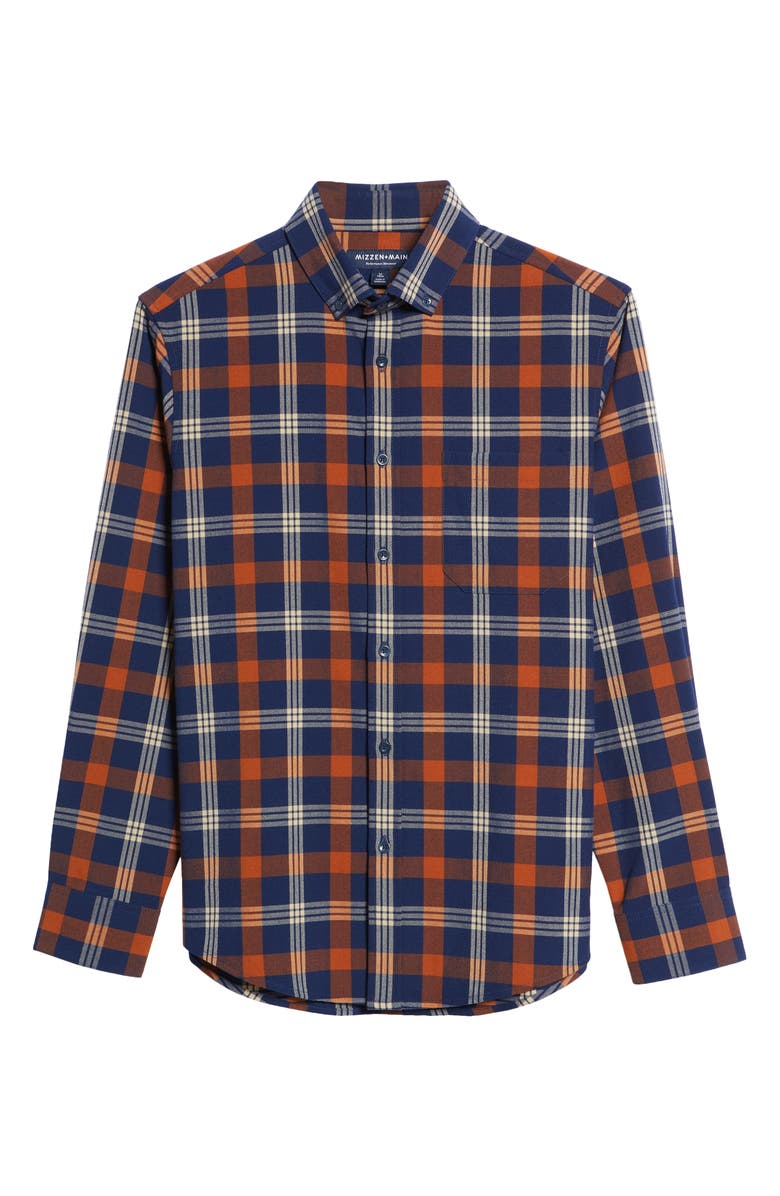 Mizzen+Main Men's City Trim Fit Plaid Stretch Flannel Button-Down Shirt, Alternate, color,