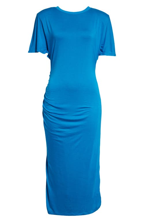 Reiss Womens Tulia Side-ruched Jersey Midi Dress Bright Blue In Blue