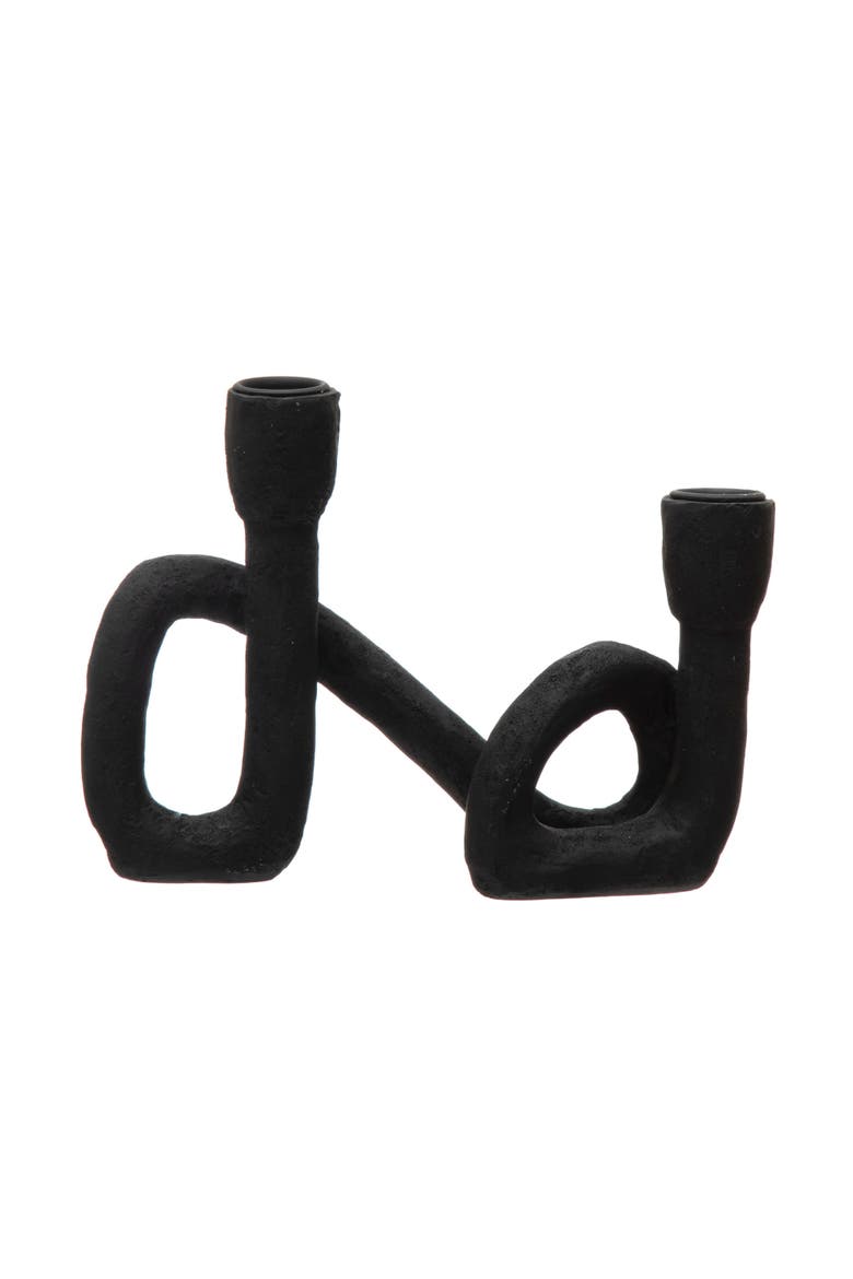 Decorative Resin Double Taper Candle Holder, Black, Main, color, Black