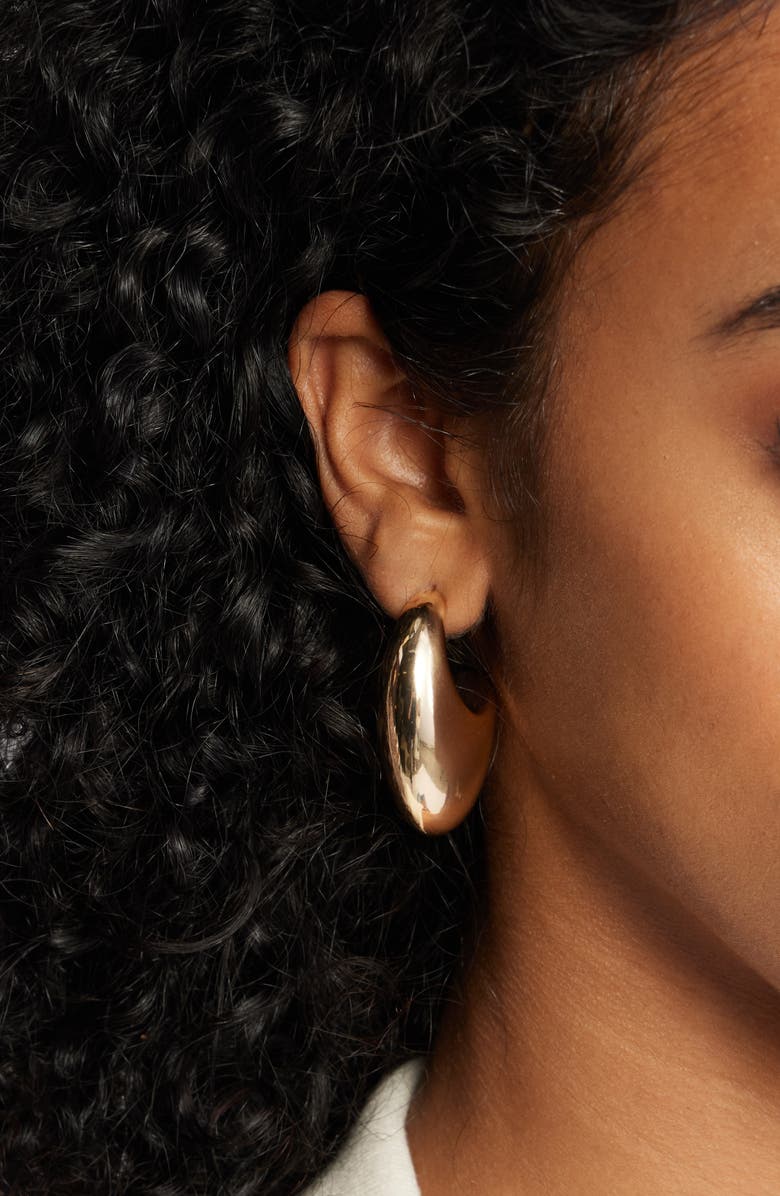Open Edit Polished Crescent Hoop Earrings, Alternate, color, Gold