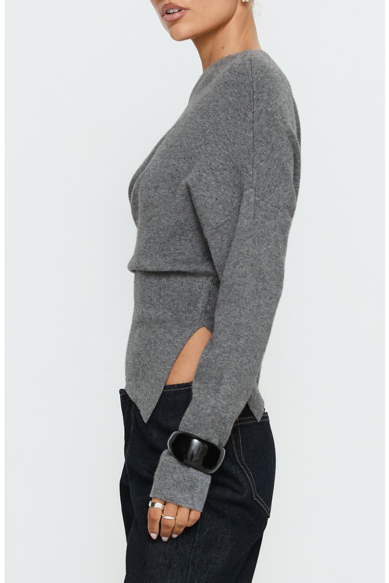 Kaelith One-Shoulder Sweater, Alternate, color, DARK GREY
