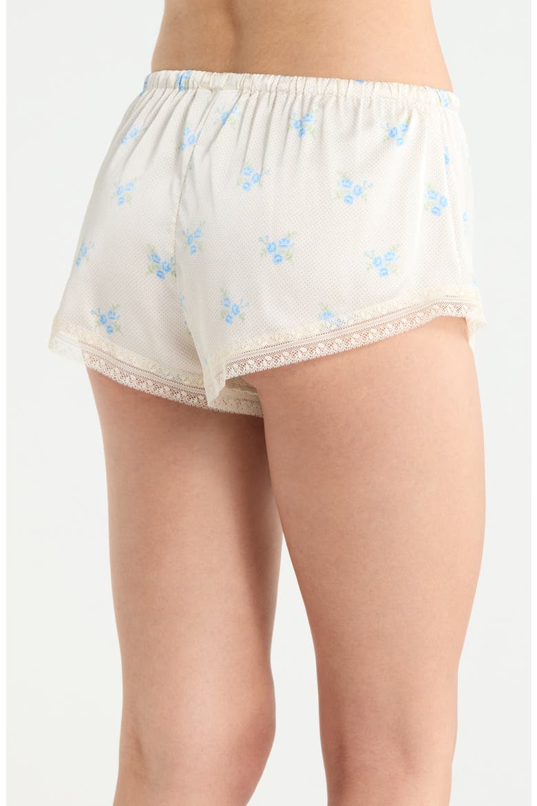 Noreen Floral Lace Trim Mesh Pajama Shorts, Alternate, color, PRINT ECRU BACKGR