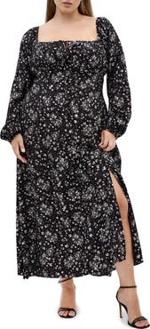 City Chic Abbigail Long Sleeve Floral Print Dress