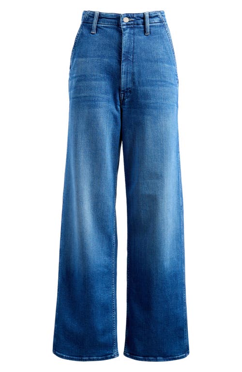 Mother The Major Sneak Roller High Waist Wide Leg Pants In Blue