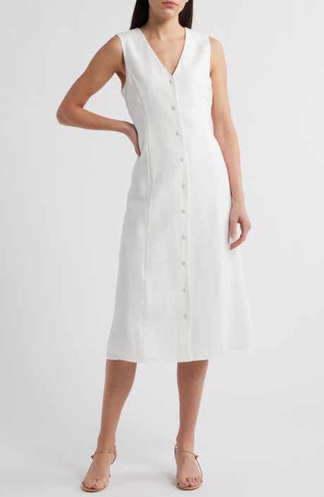 Charles Henry Button-Up Midi Dress